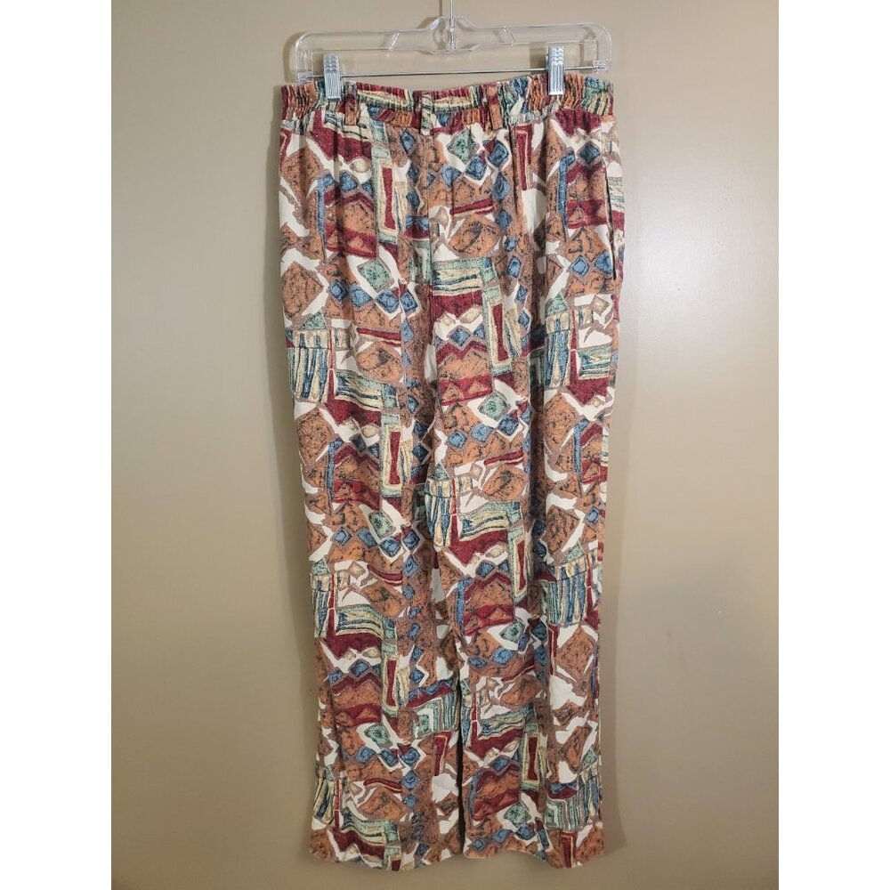 Vintage Colorful Cues Collection Geometric Shape 100% Silk Print Tank & Pant Set - Picture 9 of 12